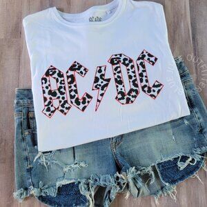 LADIES AC/DC MONOCHROME LEOPARD TEE | OFFICIALLY LICENSED